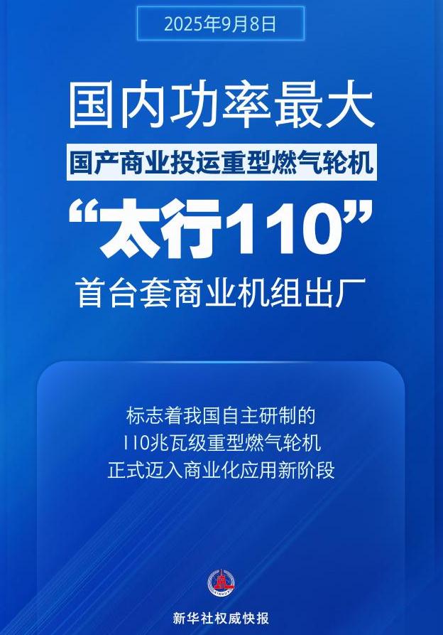國內功率最大國產(chǎn)商業(yè)投運重型燃氣輪機!“太行110”首臺套商業(yè)機組出廠
